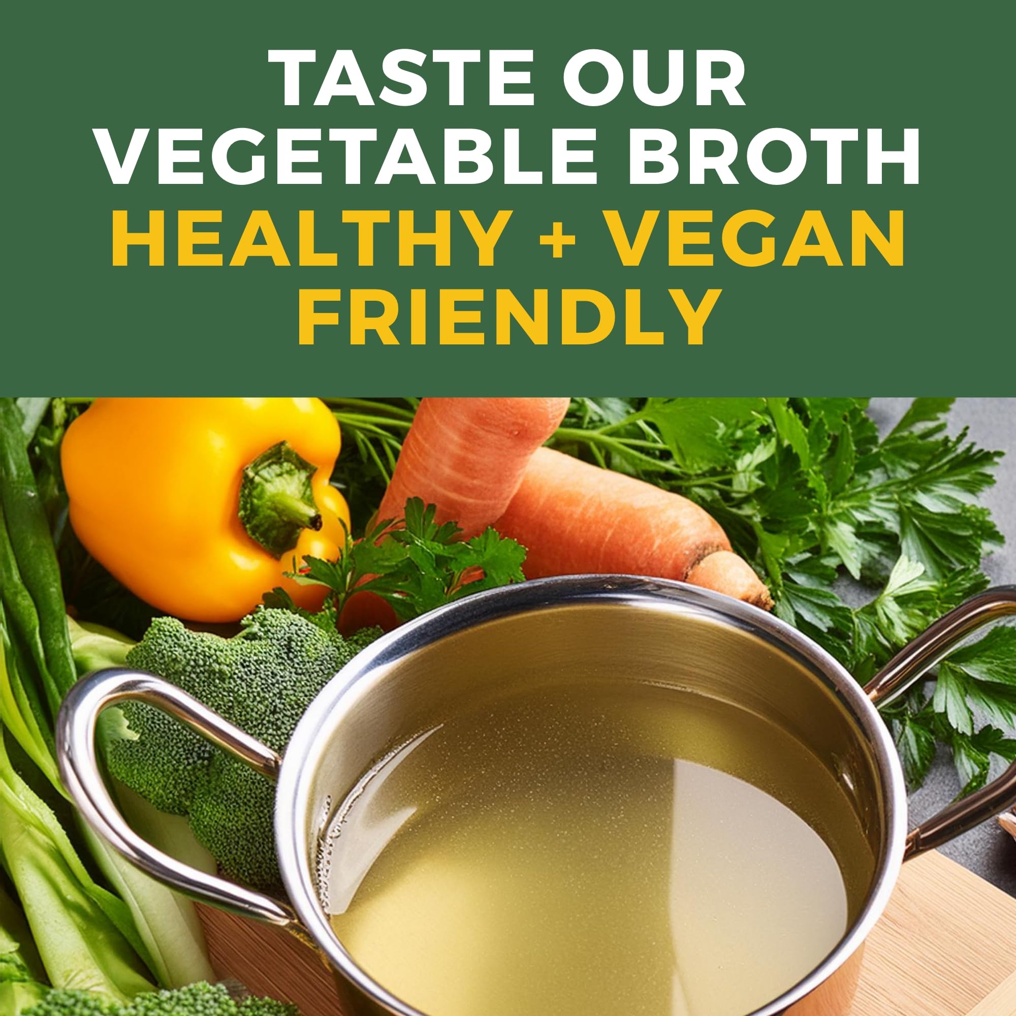 Healo Foods All Natural Vegetable Broth - High Protein, Zero Fat, Gluten-Free, Non-GMO - Ideal for Cooking & Sipping - 14 fl. oz. Glass Jars (Pack