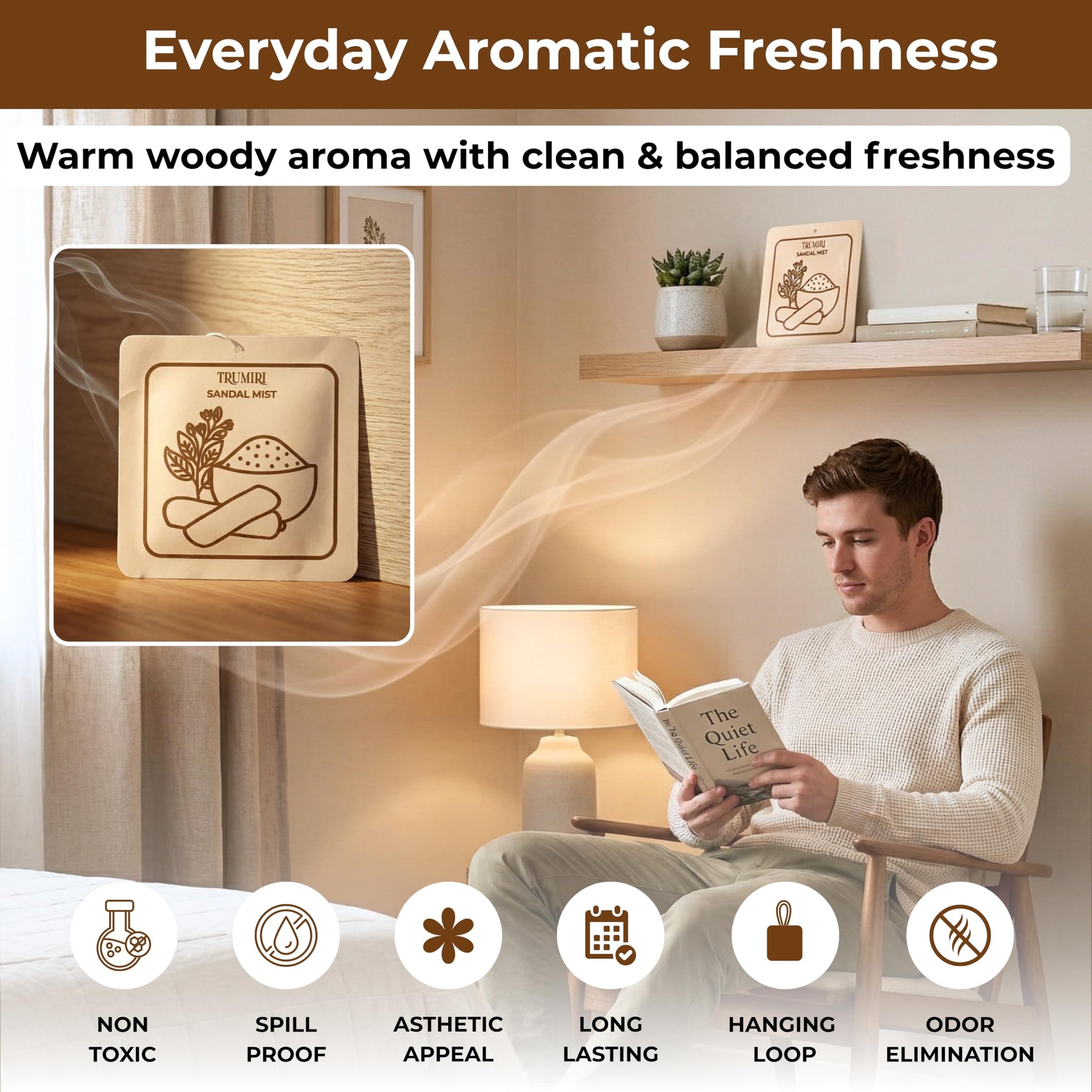 Sandal Mist - Room Deodorizer Gel Odor Eliminator For Home - Pack Of 3 - Bathroom Air Freshener Odor Absorber - Long Lasting Non Plug In Strong Scent