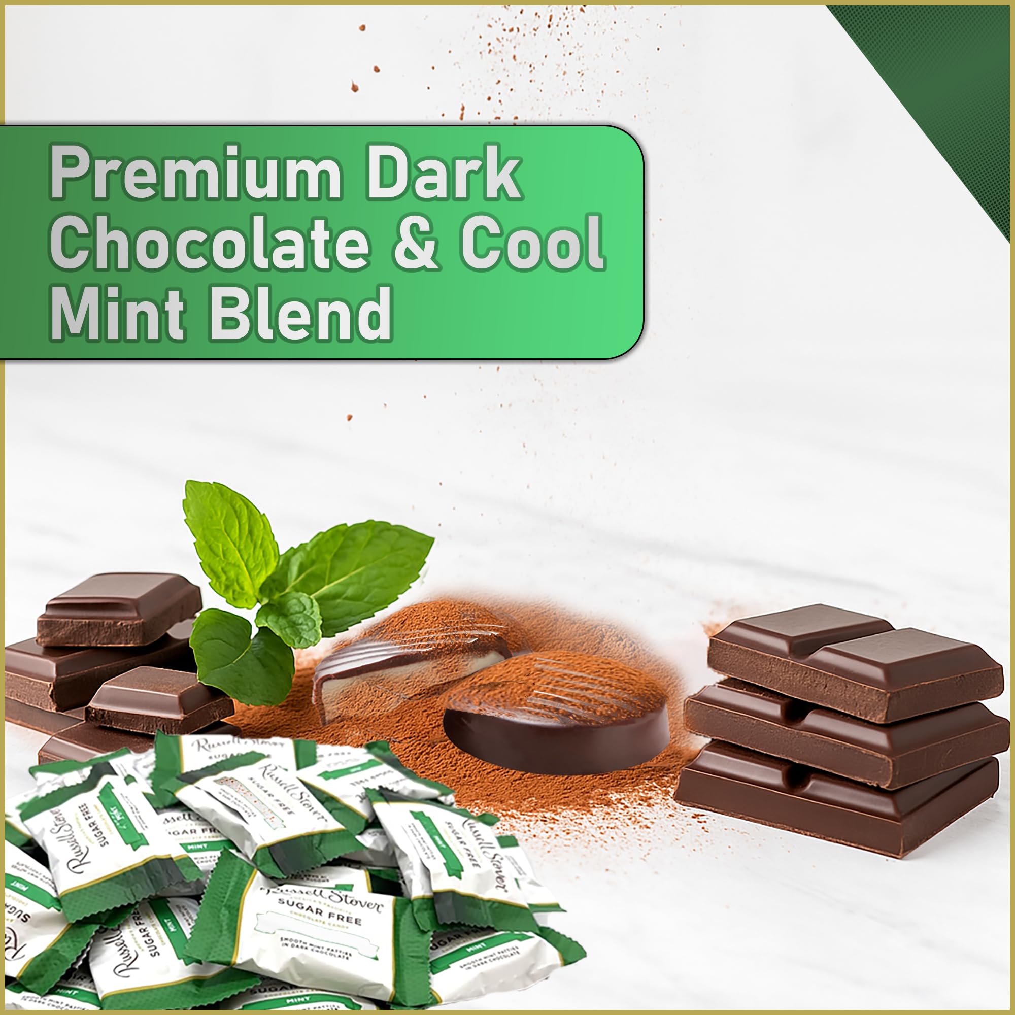 Sugar Free Peppermint Patties - Dark Chocolate Mint Patties Sweetened with Stevia - Guilt-Free Zero Sugar Chocolate Candy for Diabetics & Keto - 1lb