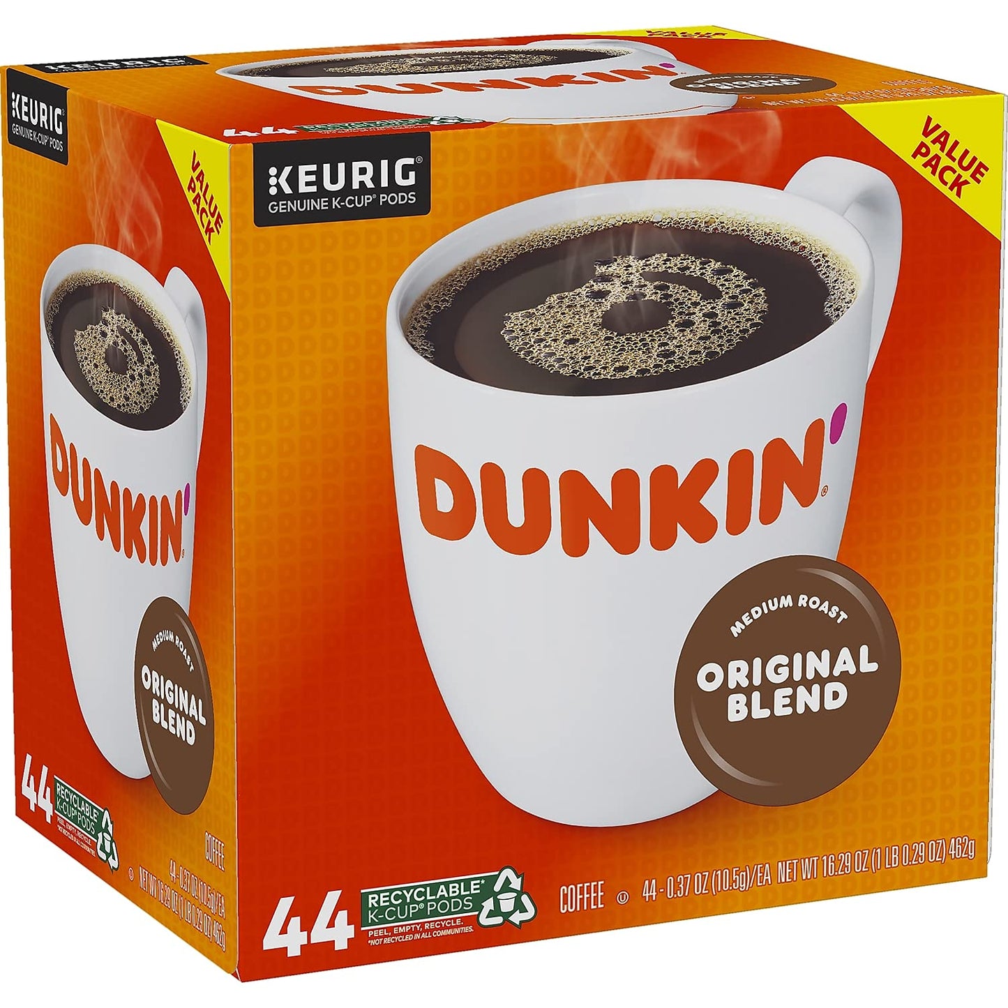 Dunkin' Donuts 2091512 Original Blend Coffee K-Cup Pods Medium Roast 44/Box (006933)