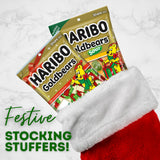 Christmas Haribo Goldbears, Original and Sour Gummy Bears, Assorted Fruit Flavored, Holiday Stocking Stuffers, 3.6 and 4 Ounces (Pack of 2)