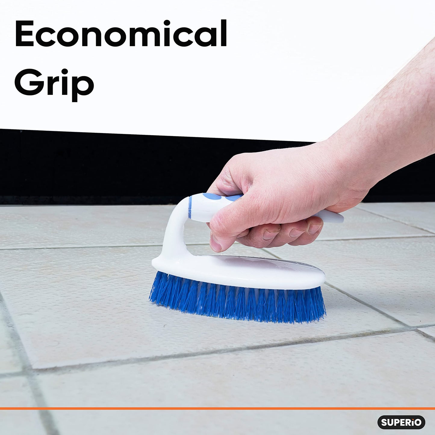 Superio Grout Brush, Dish Brush, Shower Scrubber Cleaning Brush, Stiff Bristles, Comfort Grip Handle, Blue Brush Cleaner for Kitchen, Bathroom