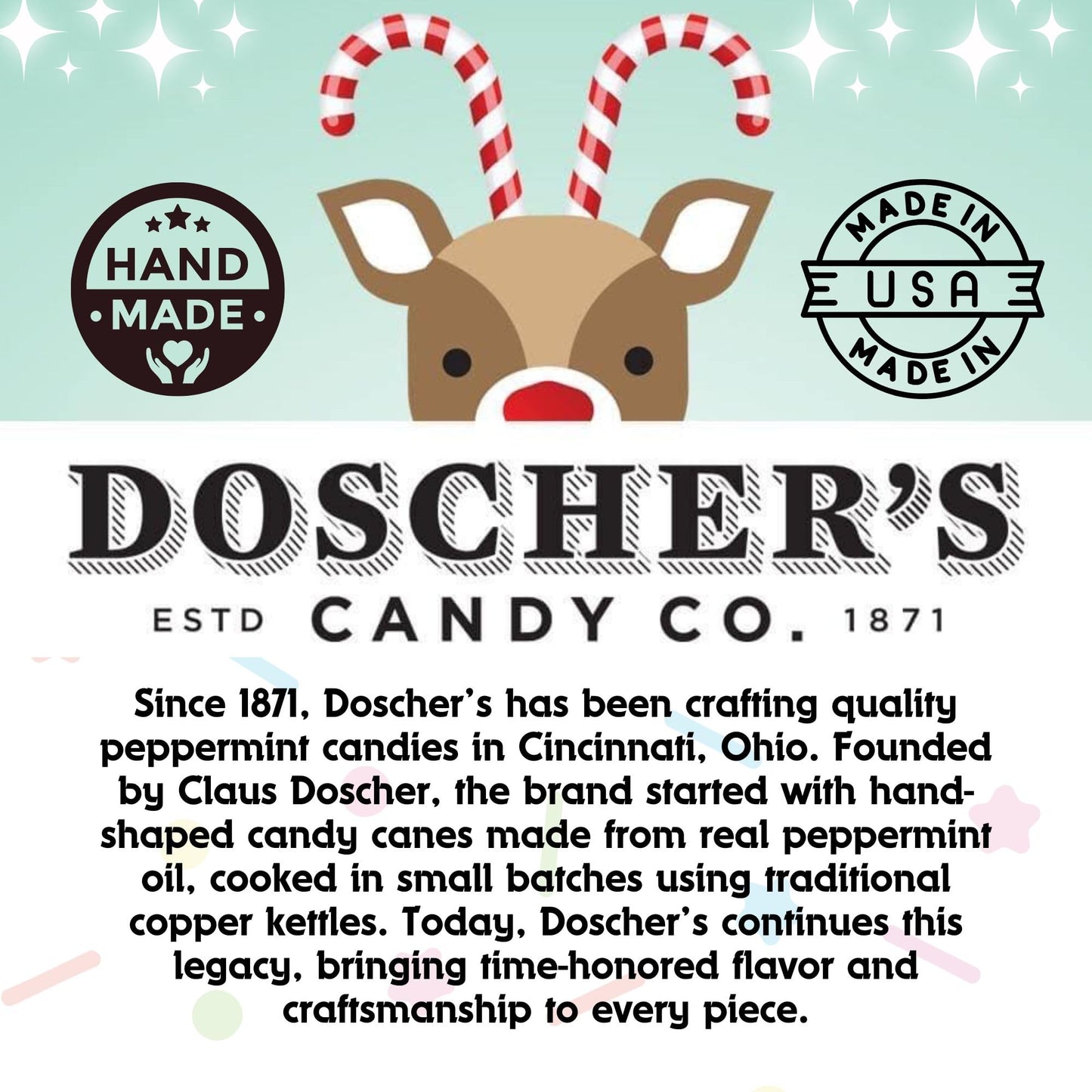 Doscher's Handmade Gourmet Holiday Candy Canes, Assorted Flavours, 5 Count, Pack of 1