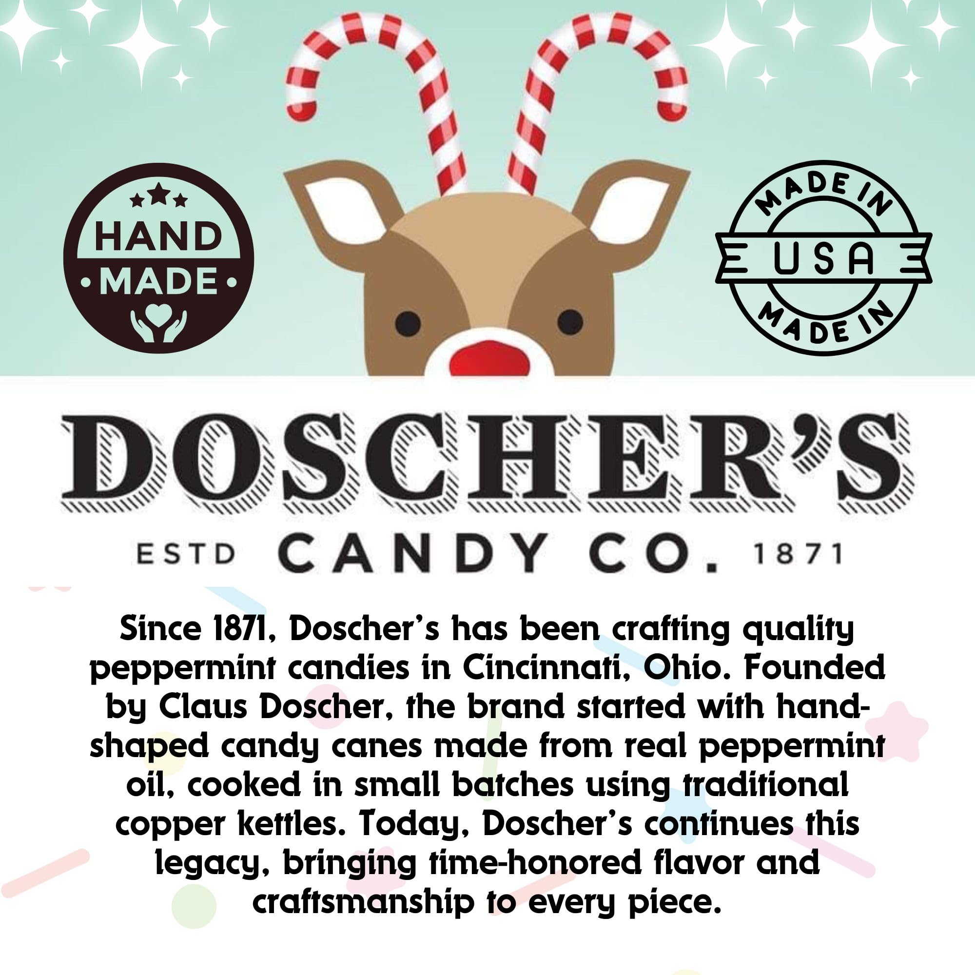 Doscher's Handmade Gourmet Holiday Candy Canes, Assorted Flavours, 5 Count, Pack of 1