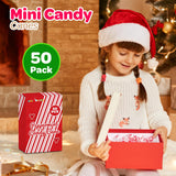 4E's Novelty 50 Pack Mini Candy Canes Bulk - Individually Wrapped, 2-Inch Mini Candy Canes, Classic Peppermint Flavor, for Christmas Treats