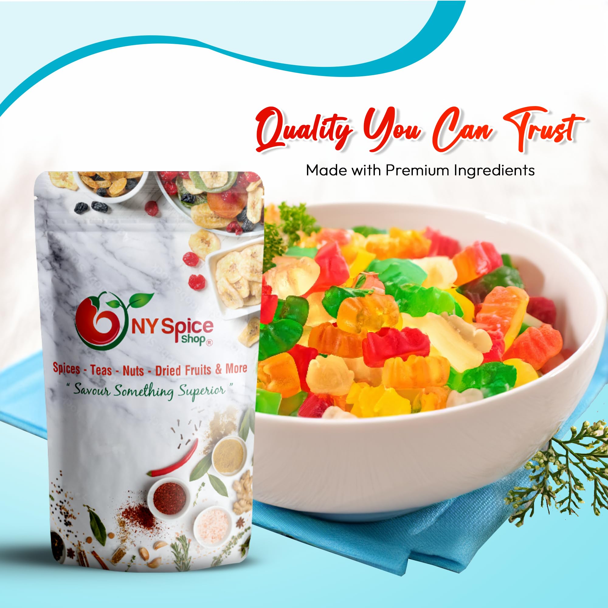 NY Spice Shop Crispy Crunchy Gummy Bears Bulk - 8 Ounce Rainbow Mini Gummy Bears - Gummies Bears - Giant Gummy Bear - Bear Fruit Snacks Covered In