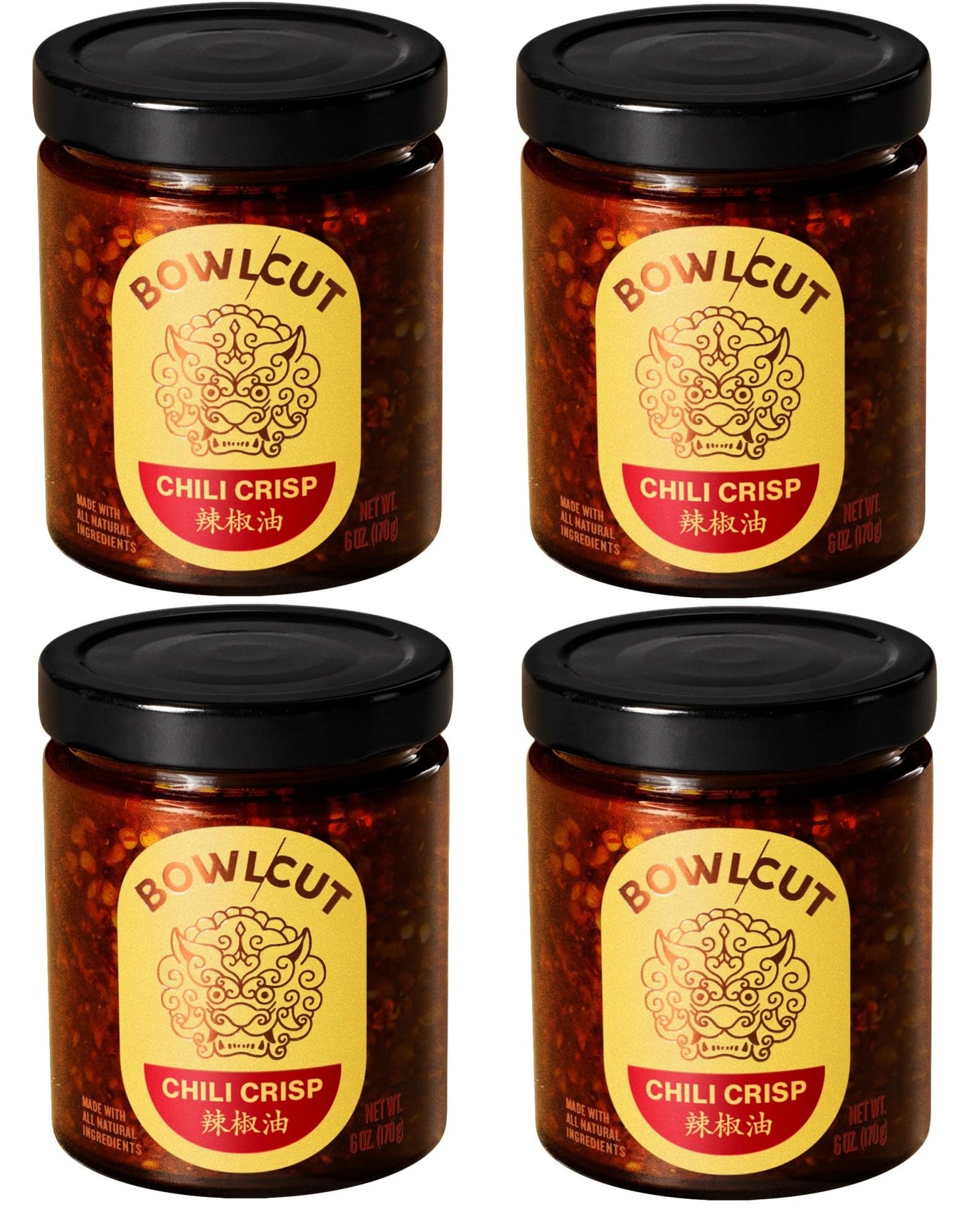 Bowlcut All Natural, Gluten Free, Vegan, Made in USA Chili Crisp, Chili Oil with Chili Flakes & Hot Sauce Alternative for Eggs, Pasta, Dumplings