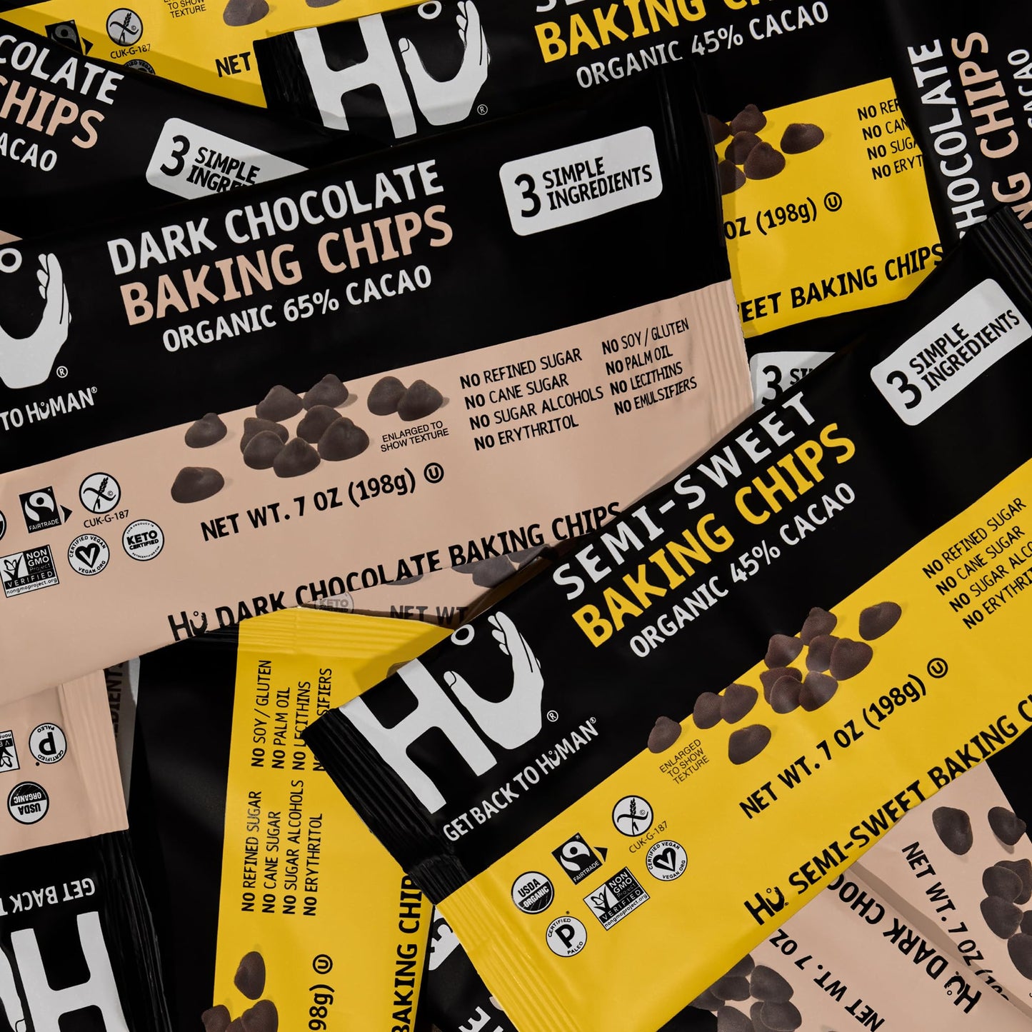 Hu Dark Chocolate Baking Chips, Organic 65% Cacao, 7oz