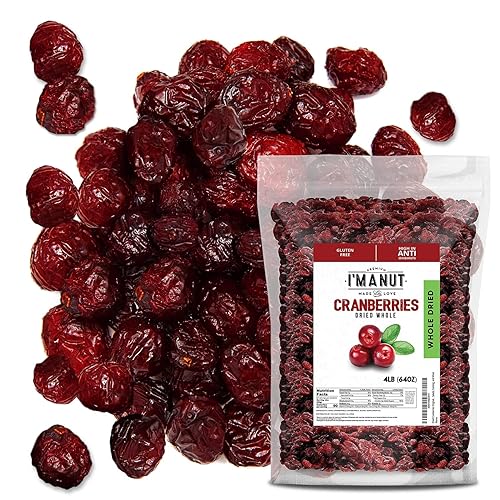 Dried Cranberries Original 4 lbs,(64oz) Batch Tested Gluten & Peanut Free | Resealable Bag | High in Antioxidant | Great for Salads Cooking