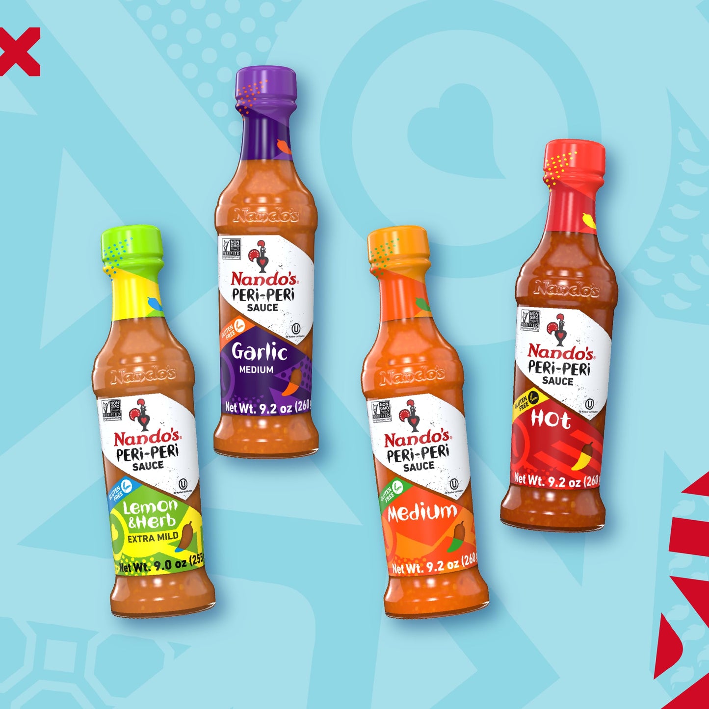 Nando's PERi-PERi Hot Sauce Variety Gift Pack - Medium, Hot, Garlic, Lemon & Herb Piri Piri Sauces | Flavorful Hot Sauce Gift Set Box | Great as Wing