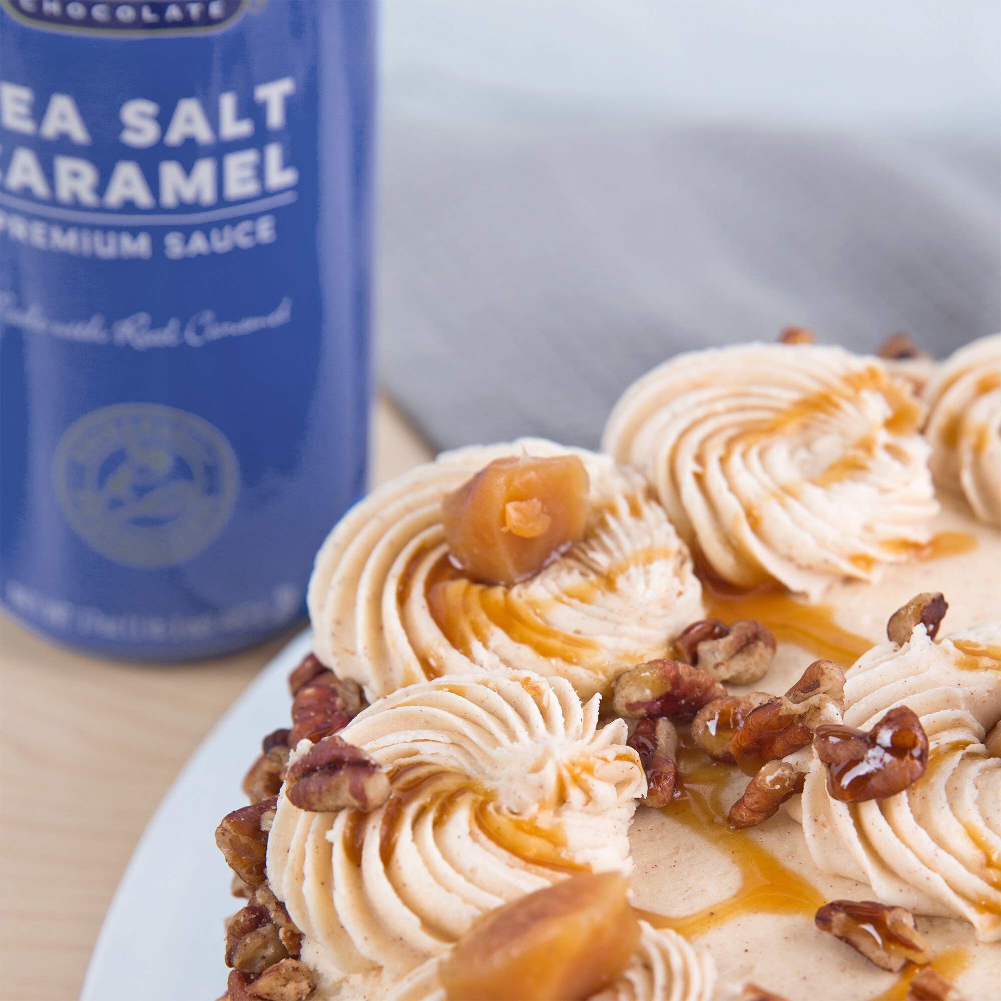 Ghirardelli Sea Salt Caramel and Chocolate Flavored Sauce 16 oz Squeeze Bottles (Pack of 2) with Ghirardelli Stamped Barista Spoon