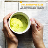 Tipson Organic Matcha Green Tea - Honey Lemon Flavor - 25 Foil Enveloped Double Chambered Bags - Keto/Paleo