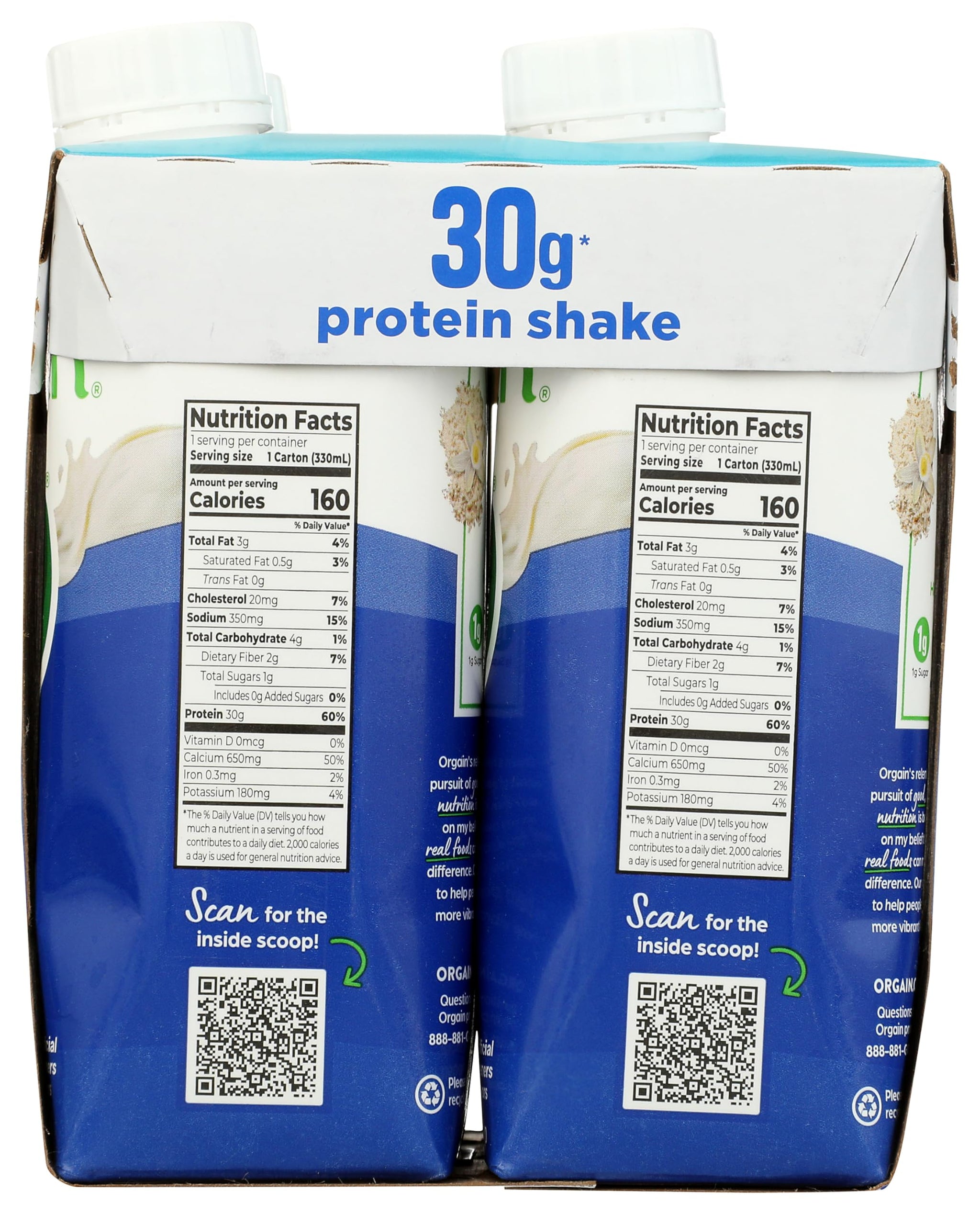 ORGAIN Vanilla Bean Protein Shake 4pk, 11 FZ