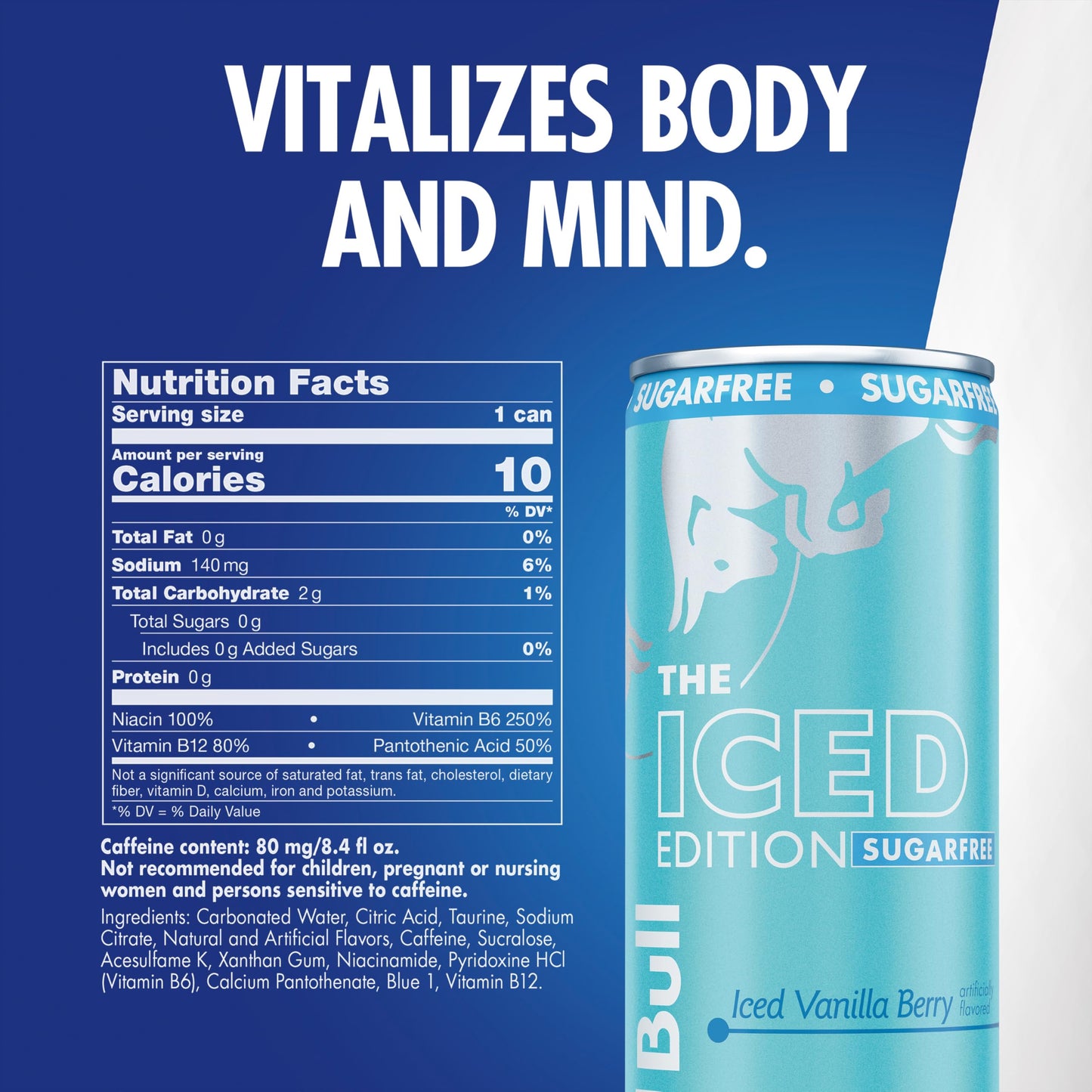 Red Bull Sugar Free Iced Vanilla Berry Energy Drink, 8.4 Fl Oz, Pack of 24 Cans (6 packs of 4)