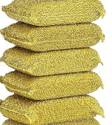 Shuiniba 6 Pieces Non-Scratch Scrub Sponges Pads, Cleaning Scrub Sponge, Dish Wash Sponge, Kitchen Sponge, Multi-Use Heavy Duty Scrub Sponge - Gold