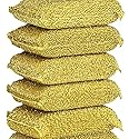 Shuiniba 6 Pieces Non-Scratch Scrub Sponges Pads, Cleaning Scrub Sponge, Dish Wash Sponge, Kitchen Sponge, Multi-Use Heavy Duty Scrub Sponge - Gold