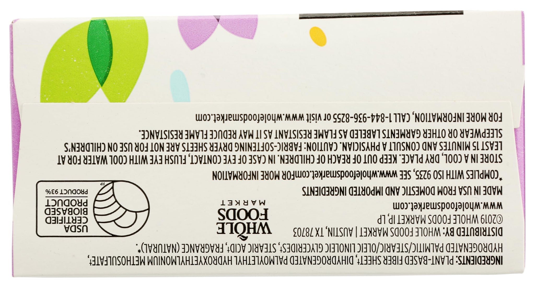 365 by Whole Foods Market, Fabric-Softening Dryer Sheets, Lavender, 80 Count