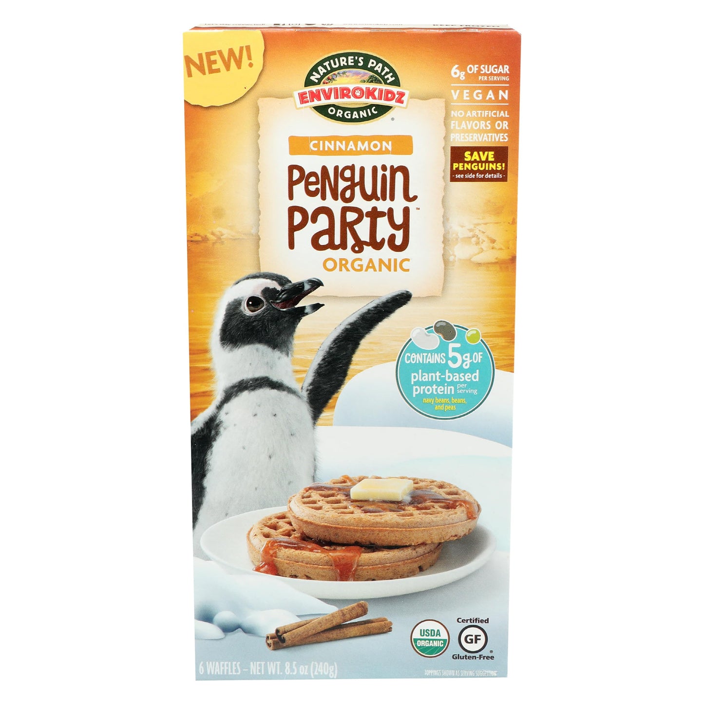 Envirokidz Organic Penguin Party Cinnamon Waffles, 8.5 OZ