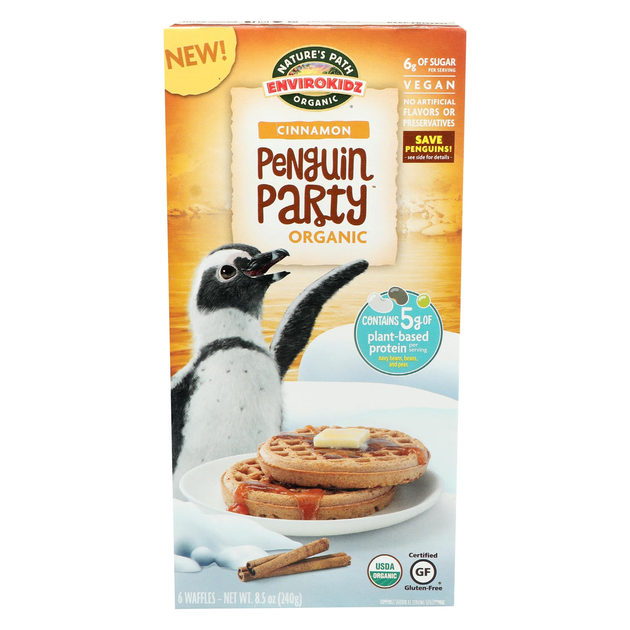 Envirokidz Organic Penguin Party Cinnamon Waffles, 8.5 OZ