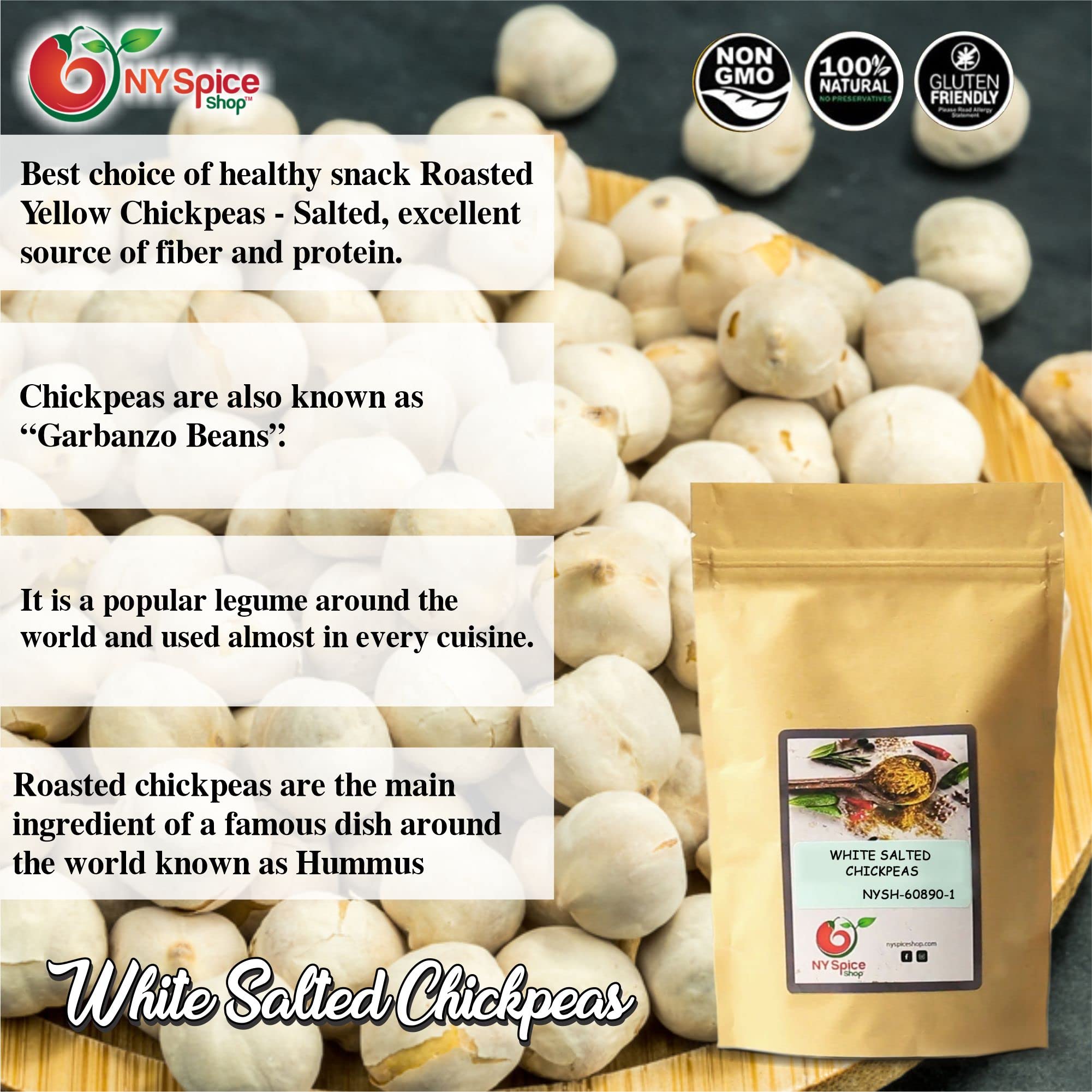 NY Spice Shop White Roasted Chickpeas - 3 Pound Crispy Crunchy Dried Chickpeas Roasted - Bulk Healthy Snacks