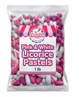 Pink White Licorice Pastels Candy - 1 lb Fresh Bulk Bag of Soft Chewy Bite Size Candy Shell Licorice Pieces