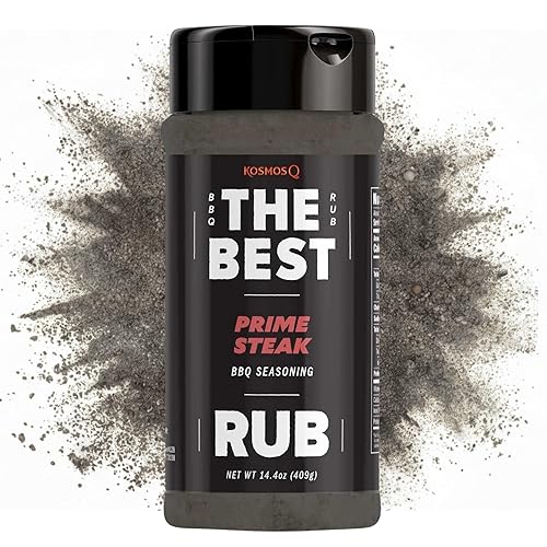 Kosmos Q The Best Prime Steak Rub, Bold BBQ Meat Dry Rub & Steak Seasoning with Garlic, Onion, Spices & Smoke Flavor, For Ribs, Pork Chops, Chuck