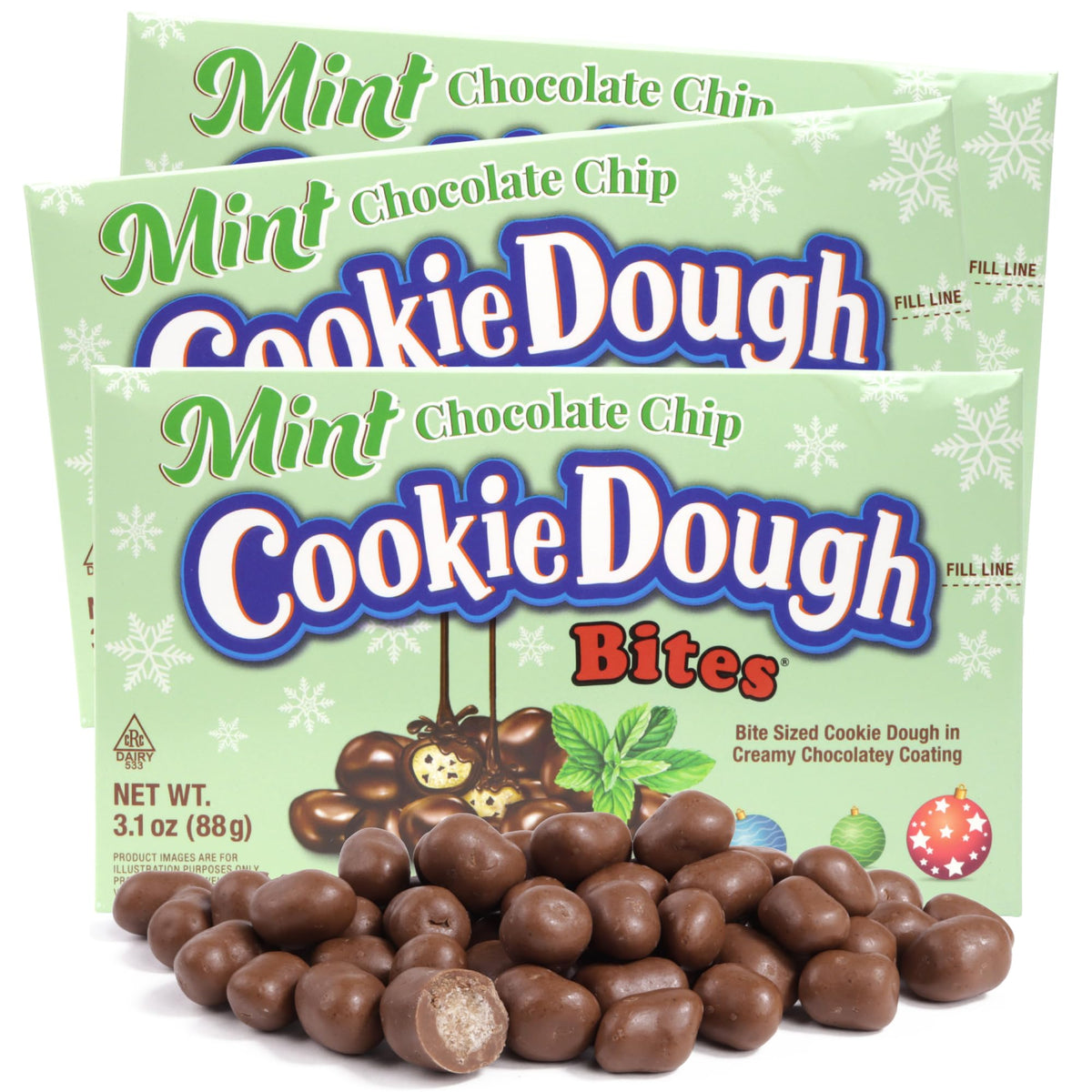 Mint Chocolate Chip Cookie Dough Bites, Easter Basket Stuffers, 3.1 Ounces (Pack of 3)