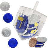 The Dreidel Company 2-Pack Dreidel Filled with Blue and Silver Hanukkah Gelt Coins, 10 Hanukkah Gelt Per Dreidel Total 20 Blue and Silver Coins