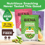 Biena Edamame Beans Snack High Protein Snacks - Healthy Office Snacks For Adults and Kids, 13g of Protein, 130 Low Calorie, Crunchy Edamame, Vegan