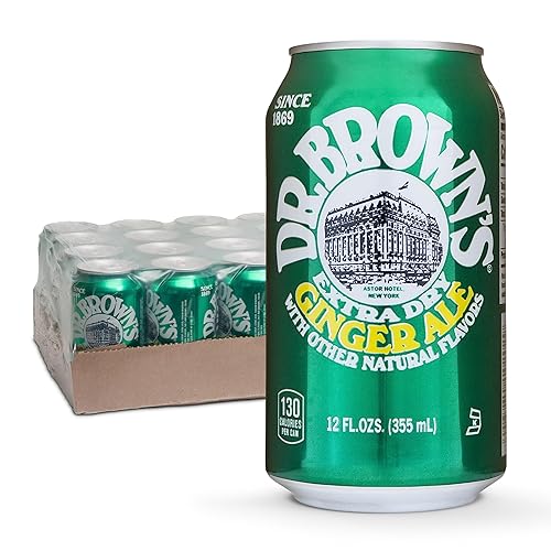 Dr. Brown's Ginger Ale Soda - A New York Original - 24 Cans of Refreshing, Kosher, Gourmet Soda Pop - Ginger Ale Soda - 24 x 12 oz Cans