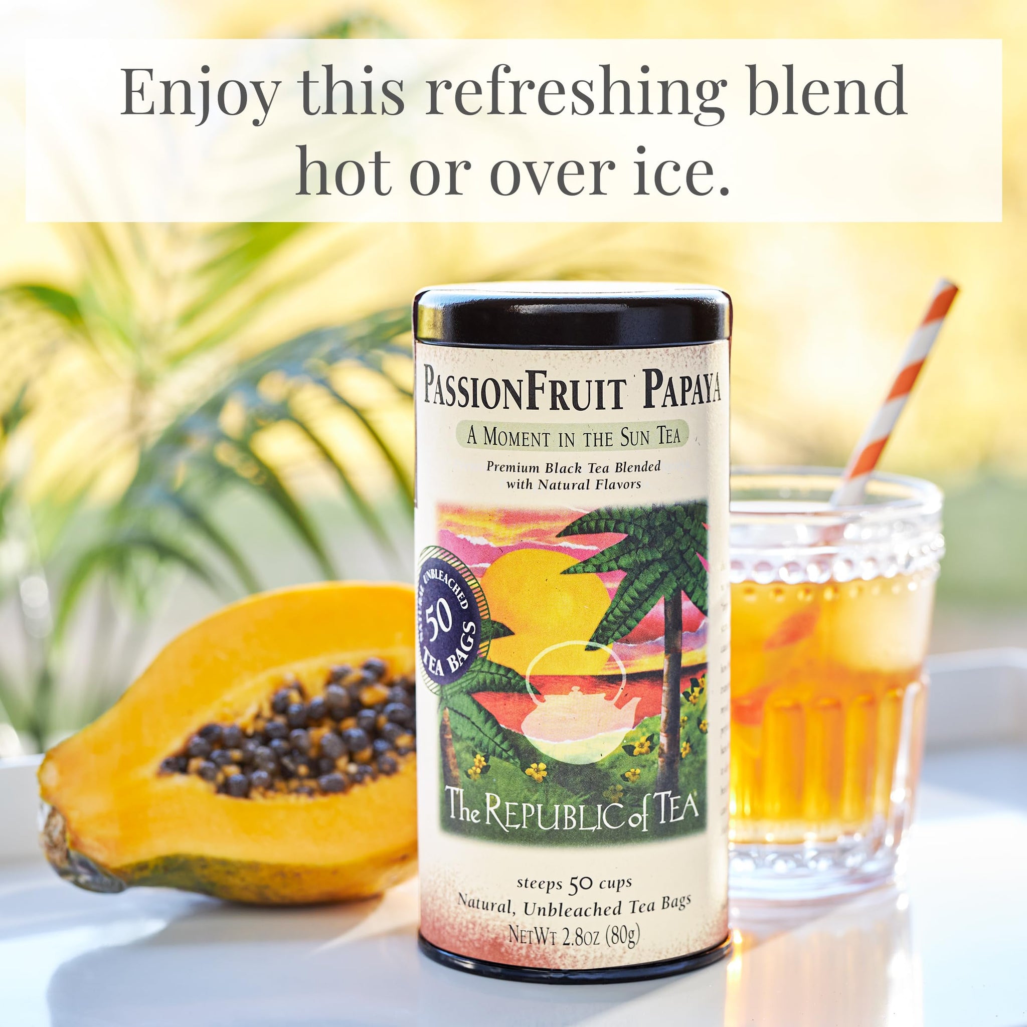 The Republic of Tea - PassionFruit Papaya Black Tea Bags, Naturally Caffeinated, 50 Servings