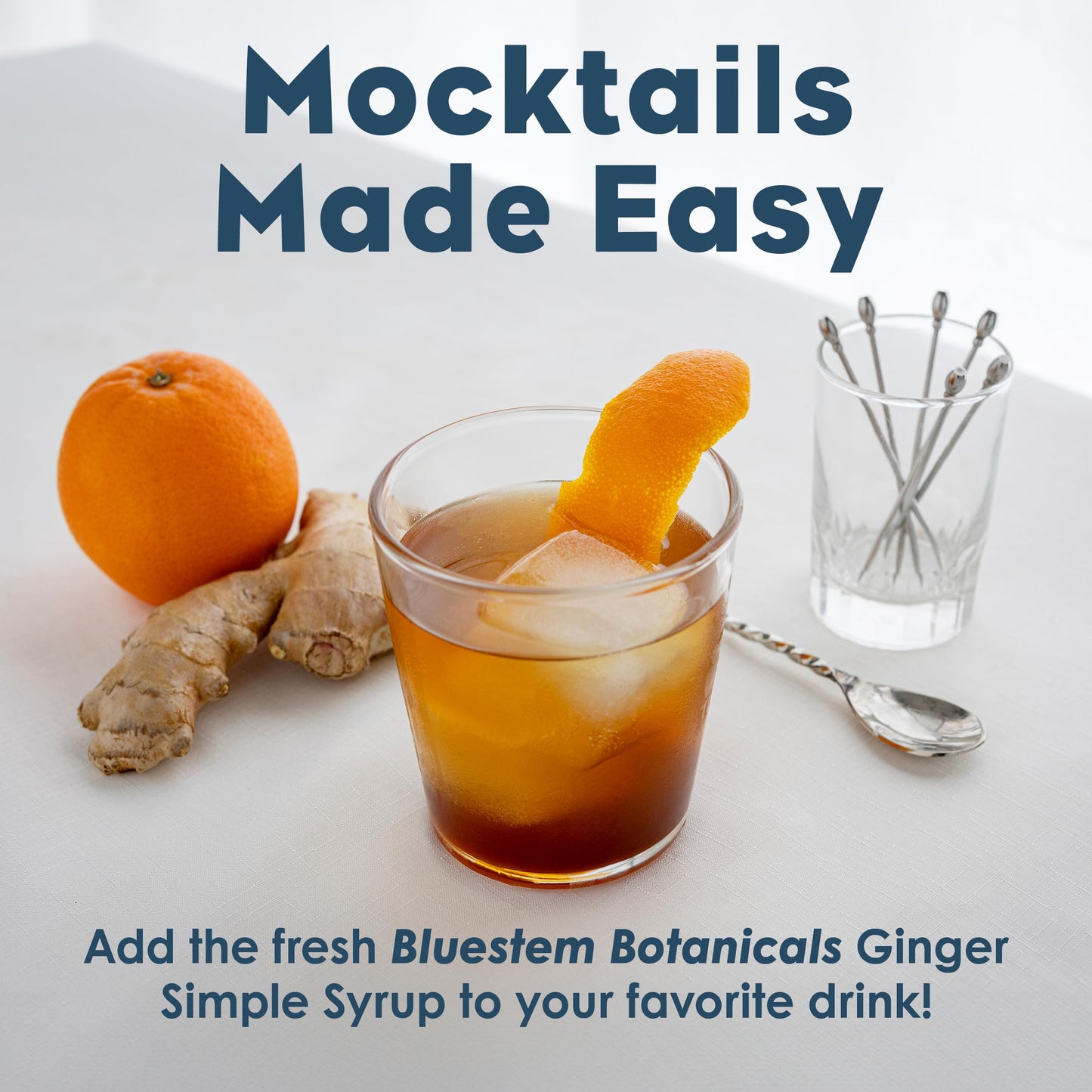 Bluestem Botanicals Organic Ginger Simple Syrup, Mothers Day Gift Ideas, 8 oz, Cocktail and Mocktail Mixer for Drinks, Non-Alcoholic