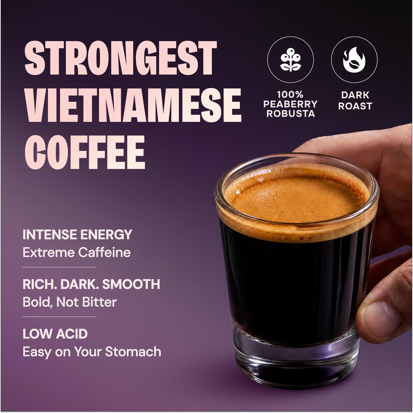 Cafely BanMe - Rare Peaberry Robusta Whole Bean Vietnamese Coffee - Dark Roast, High Caffeine (Rich & Intense), Thick Crema, Low Acid, Single Origin