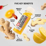 +GNGR Energy Booster - Organic Cold-Pressed Ginger Shot with Turmeric, Green Tea, Orange & Lemon Juice. Natural Energy Shot for Immune and Digestive