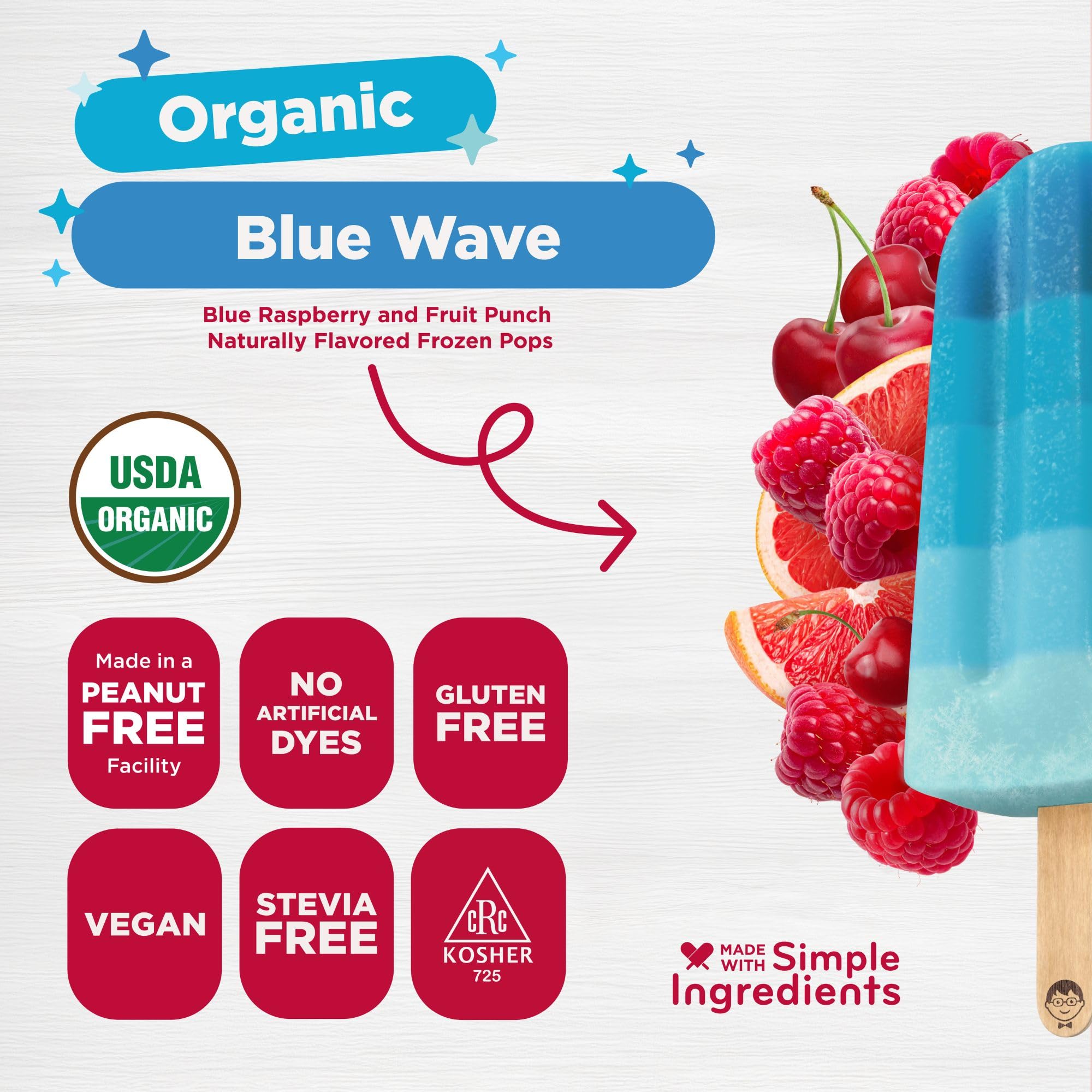 JonnyPops Organic Blue Wave Frozen Pops 8ct