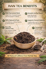 Siberian Fermented Wild Ivan Chai Loose Herbal Tea All Natural, No Caffeine (NET WT 2 OZ (57G))