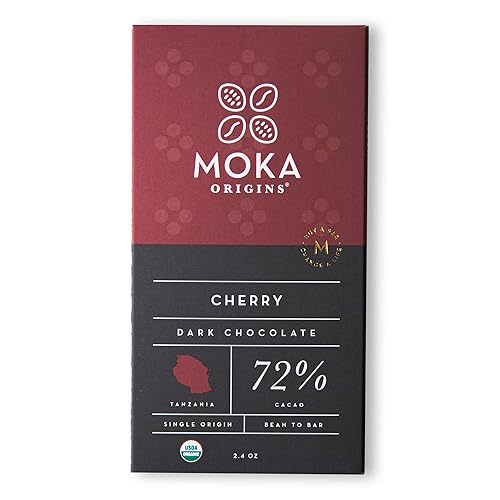 Moka Origins Organic Cherry 72% Dark Chocolate Bar, 2.4 OZ