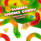 Gummy Worms Candy | 1 Pound Bag | Assorted Fruit Flavored | Fun Gummies with Chewy Texture | Gummi Worms for Parties, Snacking & Buffets | Strawberry