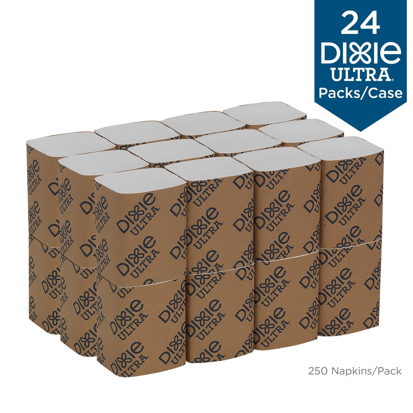 Georgia-Pacific Dixie Ultra Interfold 2-Ply Napkin Dispenser Refill, White, 32006, 250 Napkins Per Pack, 24 Packs Per Case