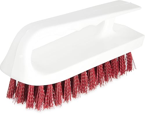 SPARTA 4002405 Ergonomic Iron-Shaped Handle Scrub Brush, 6", Red