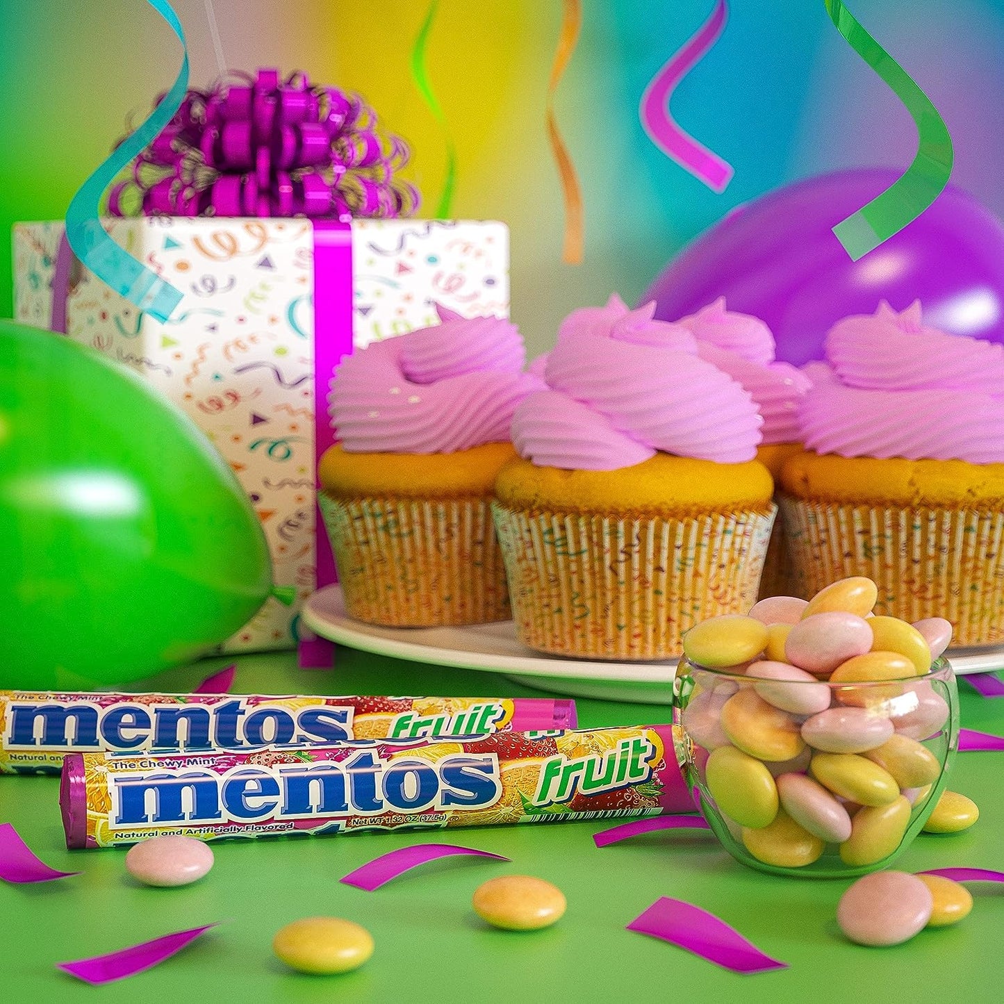 Mentos Chewy Mint Candy Roll, Fruit, 14 Pieces Per Roll (Pack of 1)