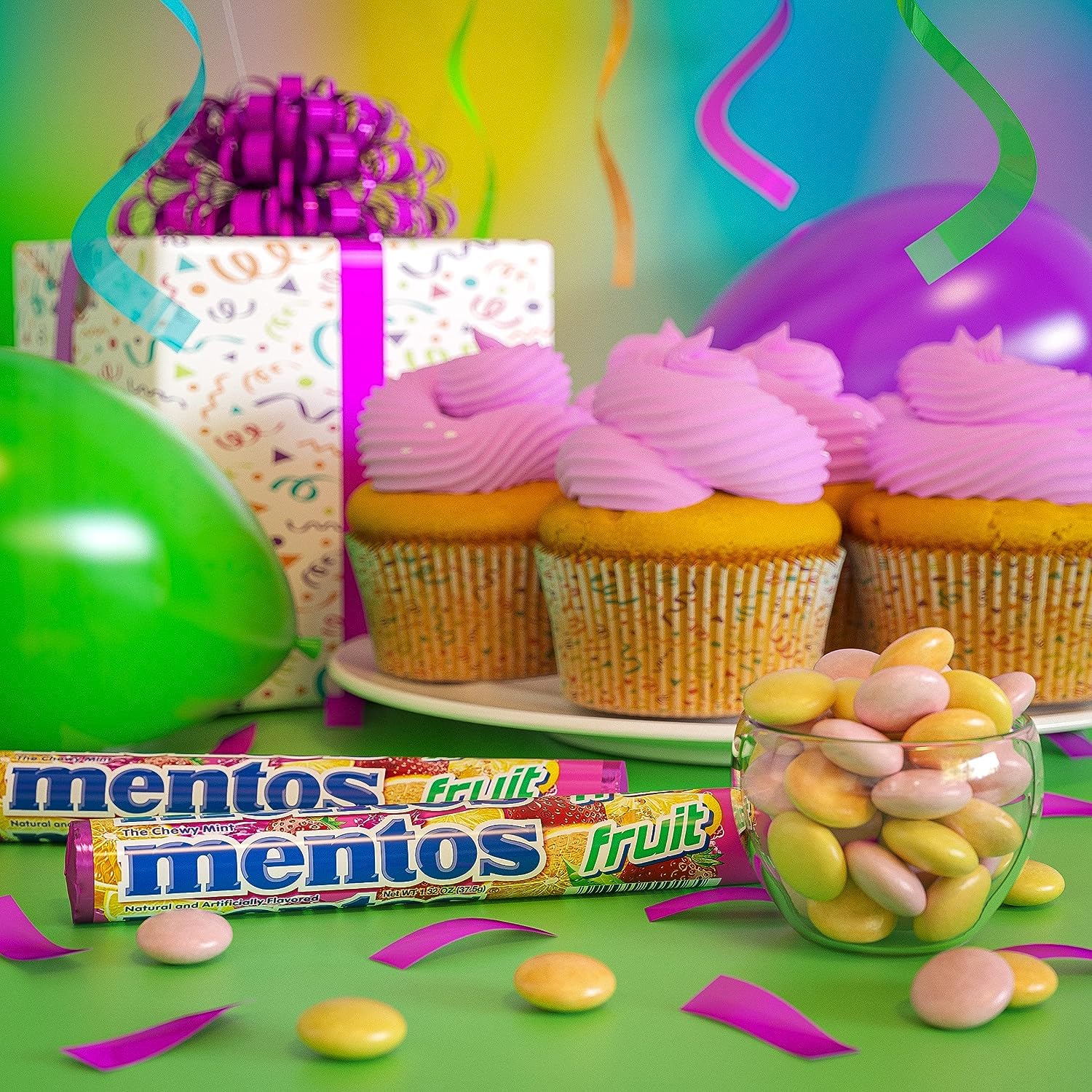 Mentos Chewy Mint Candy Roll, Fruit, 14 Pieces Per Roll (Pack of 1)