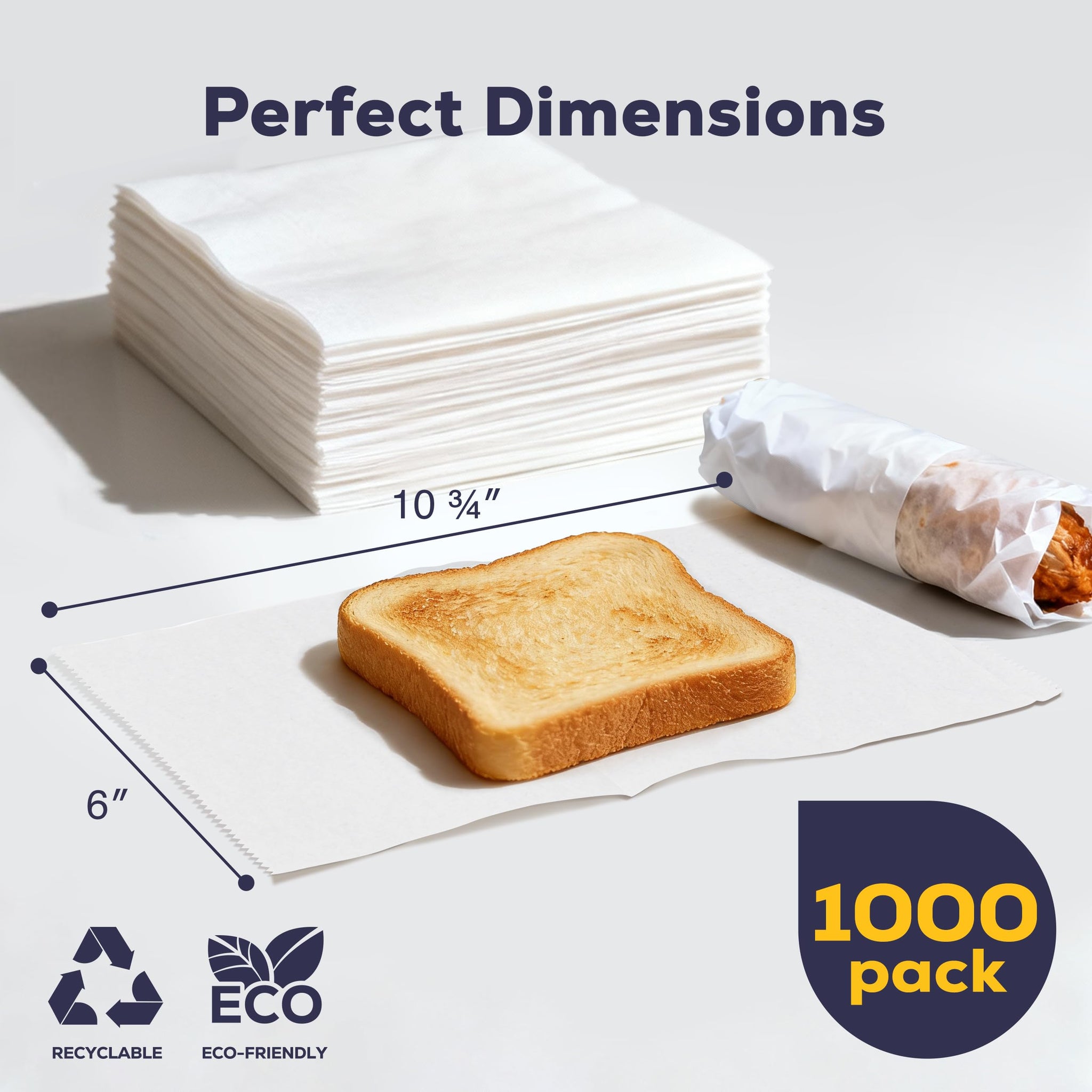 Fit Meal Prep 1000 Pack 6 x 10.75 Inches Deli Wax Paper Sheets, Interfolded Pop-Up Pre-Cut Deli Wraps, Waterproof and Greaseproof Food Wrap Paper