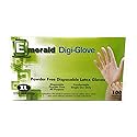 Emerald Digi-Gloves Latex Powder Free. Extra Large. Pack 100