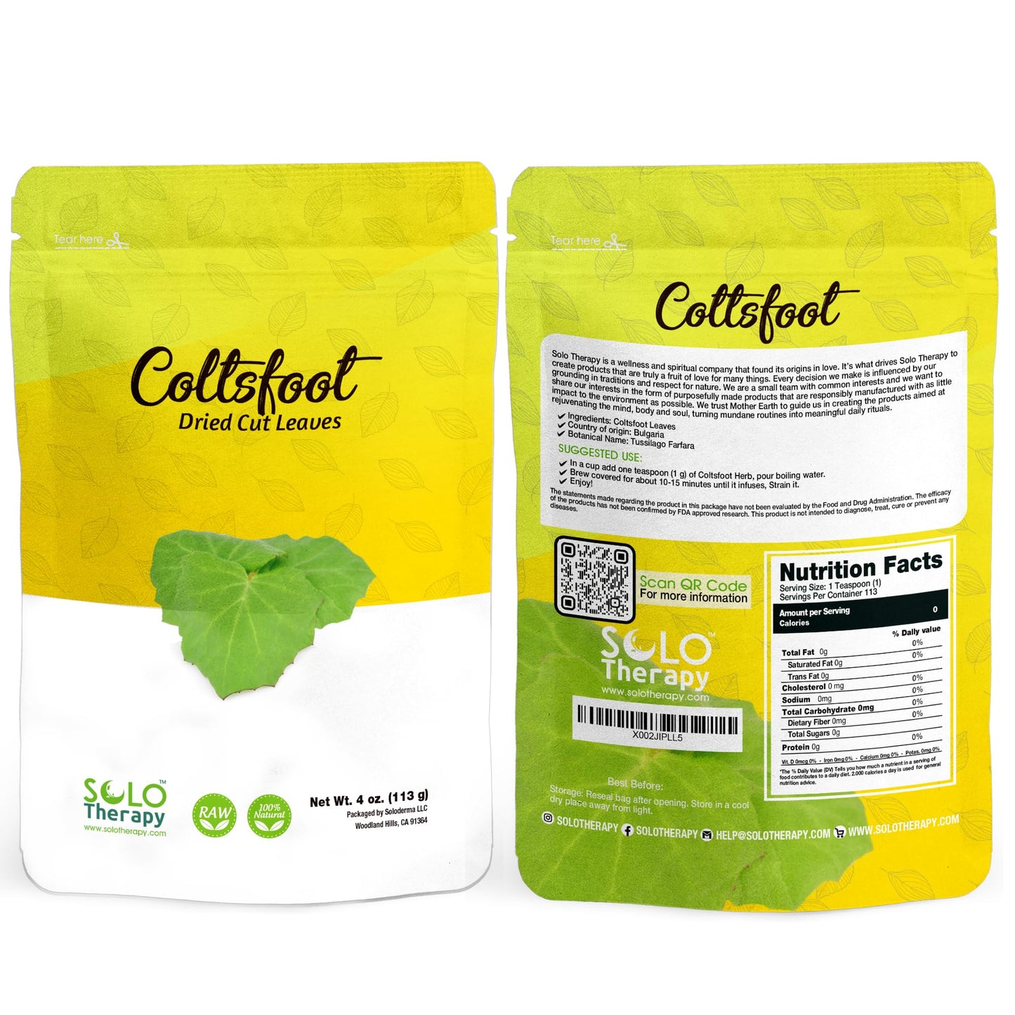 Coltsfoot Dried Leaves | Coltsfoot Herb - Colftsfoot Tea - Dried Herb Tussilago Farfara | 4 oz | Product From Croatia | Packaged in the USA (4 oz)