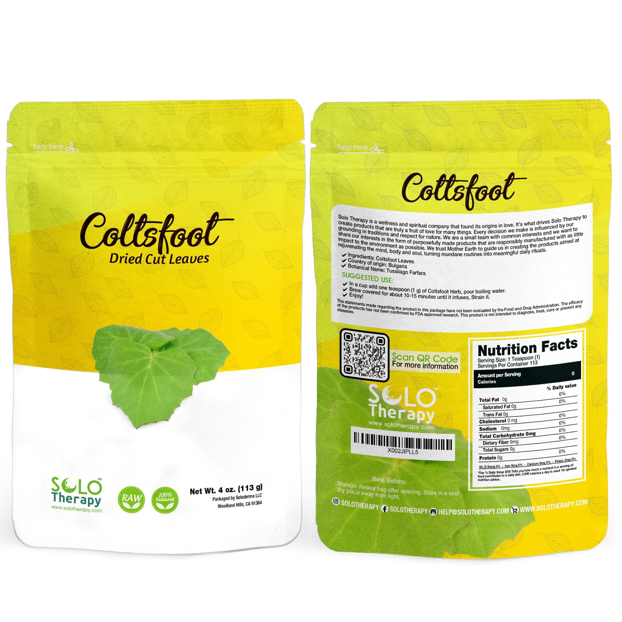 Coltsfoot Dried Leaves | Coltsfoot Herb - Colftsfoot Tea - Dried Herb Tussilago Farfara | 4 oz | Product From Croatia | Packaged in the USA (4 oz)