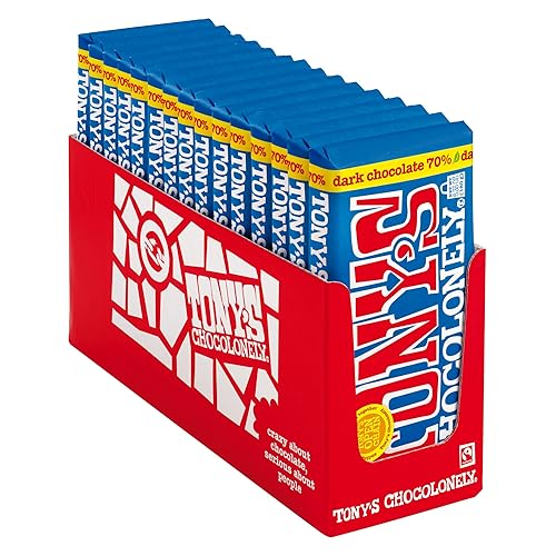Tony's Chocolonely 70% Dark Chocolate Bar, 6.35 Ounce, 15 Pack