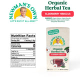 Newman's Own Organic Elderberry Hibiscus Tea Containing Healthy Antioxidants with 20 Individually Wrapped Bags Per Box (Pack of 2) USDA Certified