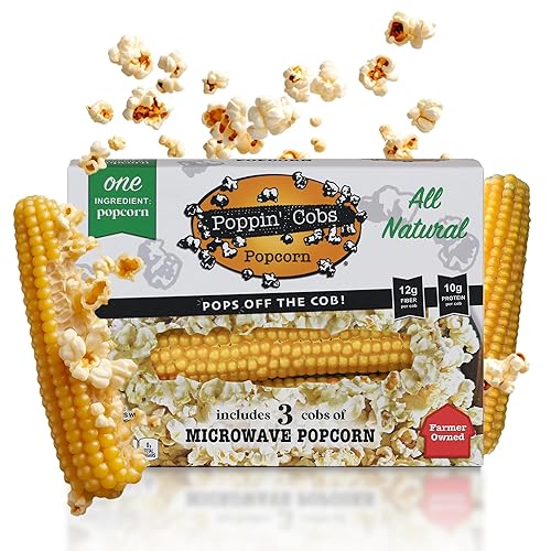 Poppin Cobs Microwave Popcorn on the Cob (3 PK) (Original) Whole Popcorn Kernels, Individually Wrapped Healthy Pop Corn on the Cob with Bags, Gluten