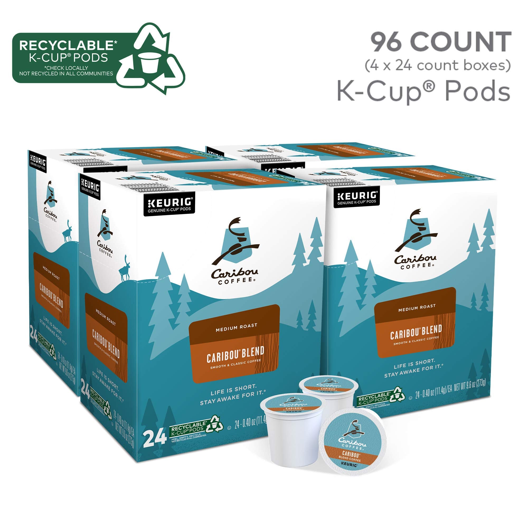 Caribou Coffee, Caribou Blend K-Cup Portion Pack for Keurig K-Cup Brewers (96 Count)
